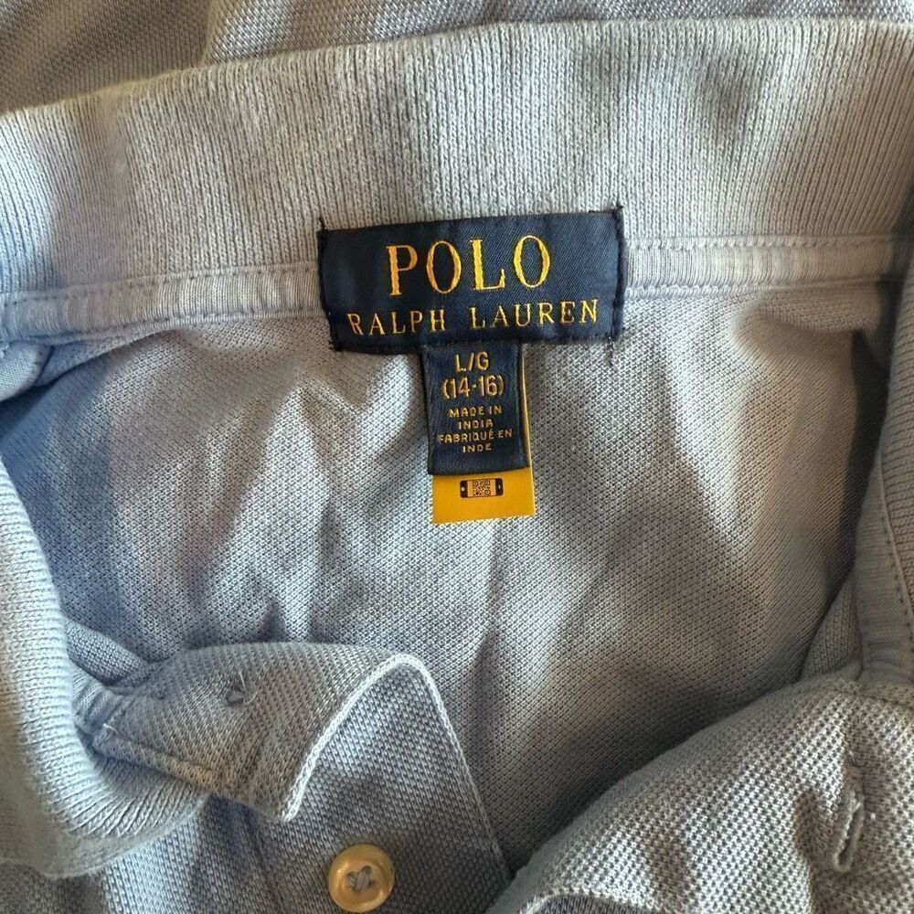 Boys large Polo Ralph Lauren blue polo top - Picture 4 of 4